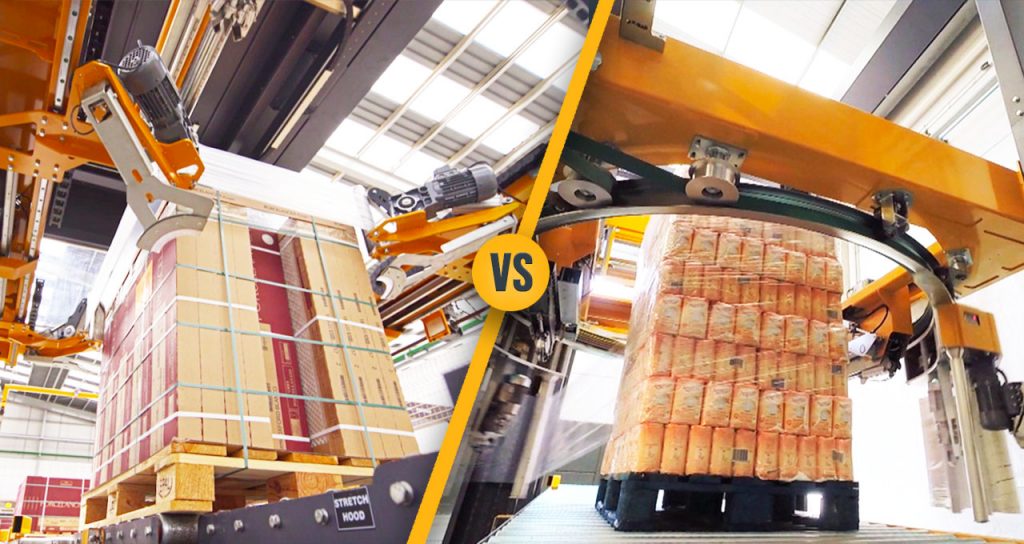 Comparaison des types d'emballage de la machine à emballer innova et de la housse étirable